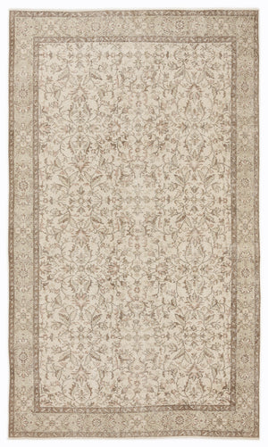 Beige Over Dyed Vintage Rug 5'5'' x 9'4'' ft 165 x 284 cm