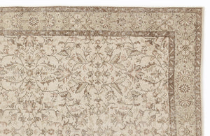 Beige Over Dyed Vintage Rug 5'5'' x 9'4'' ft 165 x 284 cm
