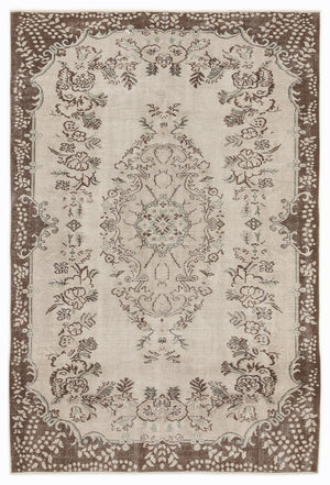 Beige Over Dyed Vintage Rug 5'10'' x 8'7'' ft 178 x 262 cm