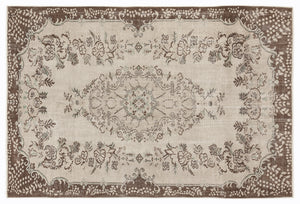 Beige Over Dyed Vintage Rug 5'10'' x 8'7'' ft 178 x 262 cm