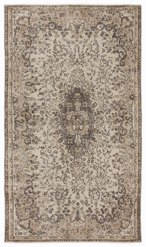 Beige Over Dyed Vintage Rug 5'1'' x 8'11'' ft 156 x 273 cm