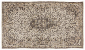Beige Over Dyed Vintage Rug 5'1'' x 8'11'' ft 156 x 273 cm