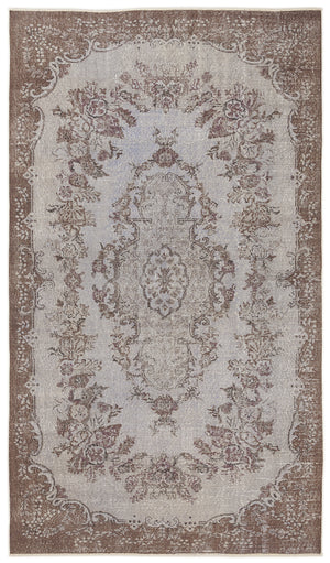 Blue Over Dyed Vintage Rug 5'5'' x 9'4'' ft 164 x 284 cm