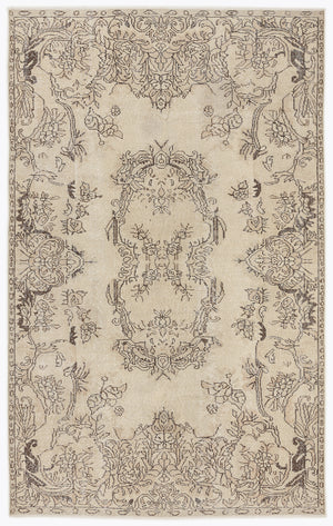 Beige Over Dyed Vintage Rug 5'7'' x 8'11'' ft 170 x 273 cm