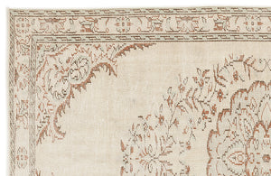 Beige Over Dyed Vintage Rug 5'4'' x 9'1'' ft 162 x 277 cm