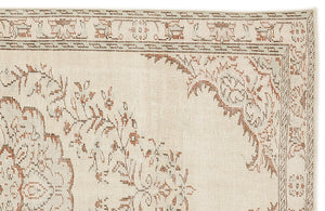 Beige Over Dyed Vintage Rug 5'4'' x 9'1'' ft 162 x 277 cm