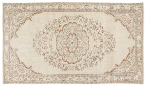 Beige Over Dyed Vintage Rug 5'4'' x 9'1'' ft 162 x 277 cm