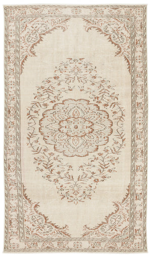 Beige Over Dyed Vintage Rug 5'4'' x 9'1'' ft 162 x 277 cm