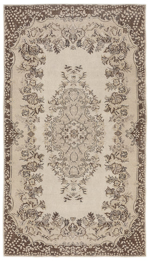 Beige Over Dyed Vintage Rug 5'3'' x 9'3'' ft 160 x 281 cm