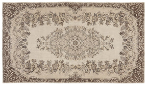 Beige Over Dyed Vintage Rug 5'3'' x 9'3'' ft 160 x 281 cm