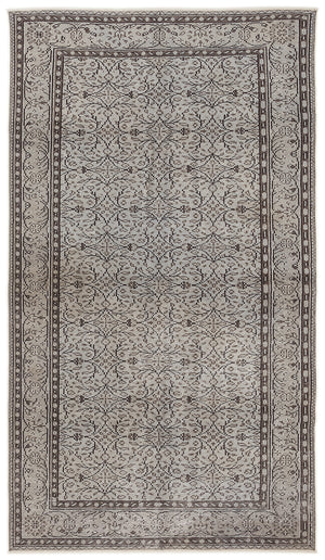 Blue Over Dyed Vintage Rug 4'11'' x 8'10'' ft 150 x 268 cm