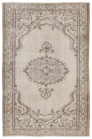 Beige Over Dyed Vintage Rug 5'5'' x 8'2'' ft 166 x 250 cm