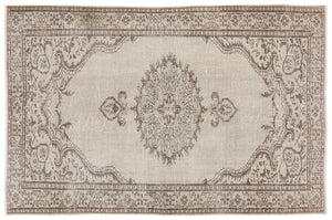 Beige Over Dyed Vintage Rug 5'5'' x 8'2'' ft 166 x 250 cm