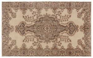 Beige Over Dyed Vintage Rug 5'3'' x 8'6'' ft 160 x 260 cm