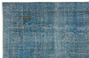 Turquoise  Over Dyed Vintage Rug 5'1'' x 9'5'' ft 155 x 287 cm