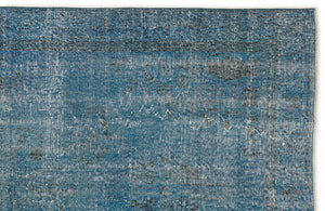 Turquoise  Over Dyed Vintage Rug 5'1'' x 9'5'' ft 155 x 287 cm