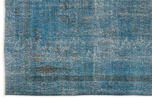 Turquoise  Over Dyed Vintage Rug 5'1'' x 9'5'' ft 155 x 287 cm