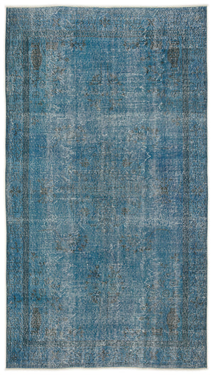 Turquoise  Over Dyed Vintage Rug 5'1'' x 9'5'' ft 155 x 287 cm