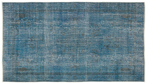 Turquoise  Over Dyed Vintage Rug 5'1'' x 9'5'' ft 155 x 287 cm