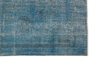 Turquoise  Over Dyed Vintage Rug 5'1'' x 9'5'' ft 155 x 287 cm