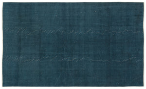 Turquoise Over Dyed Vintage Rug 5'7'' x 9'3'' ft 170 x 283 cm