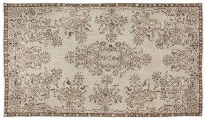 Beige Over Dyed Vintage Rug 5'7'' x 9'10'' ft 170 x 300 cm