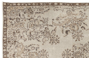 Beige Over Dyed Vintage Rug 5'7'' x 9'10'' ft 170 x 300 cm