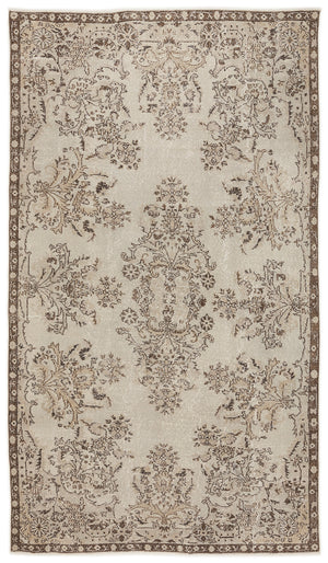 Beige Over Dyed Vintage Rug 5'7'' x 9'10'' ft 170 x 300 cm