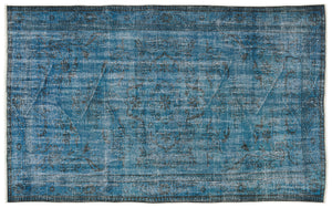 Turquoise Over Dyed Vintage Rug 5'3'' x 8'7'' ft 160 x 262 cm