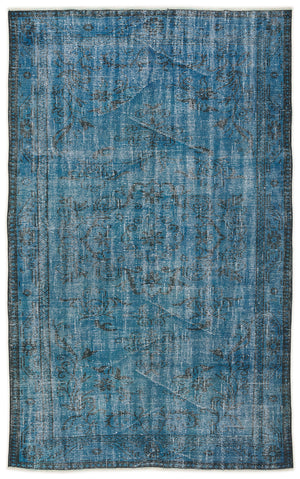 Turquoise Over Dyed Vintage Rug 5'3'' x 8'7'' ft 160 x 262 cm