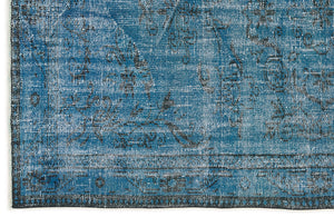 Turquoise Over Dyed Vintage Rug 5'3'' x 8'7'' ft 160 x 262 cm