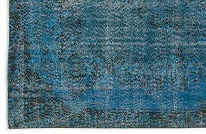 Turquoise Over Dyed Vintage Rug 5'10'' x 9'1'' ft 178 x 276 cm
