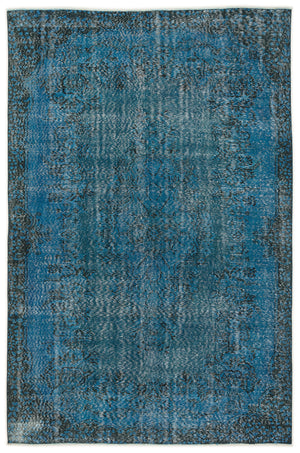 Turquoise Over Dyed Vintage Rug 5'10'' x 9'1'' ft 178 x 276 cm