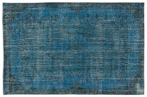Turquoise Over Dyed Vintage Rug 5'10'' x 9'1'' ft 178 x 276 cm