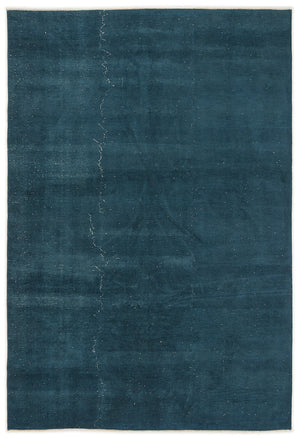 Turquoise Over Dyed Vintage Rug 5'6'' x 8'4'' ft 168 x 254 cm