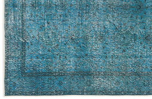 Turquoise  Over Dyed Vintage Rug 5'1'' x 9'2'' ft 155 x 280 cm