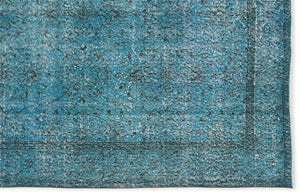Turquoise  Over Dyed Vintage Rug 5'1'' x 9'2'' ft 155 x 280 cm