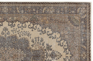 Beige Over Dyed Vintage Rug 5'5'' x 8'10'' ft 166 x 270 cm