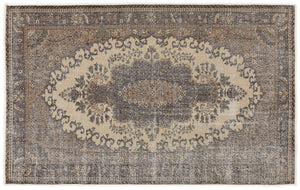 Beige Over Dyed Vintage Rug 5'5'' x 8'10'' ft 166 x 270 cm