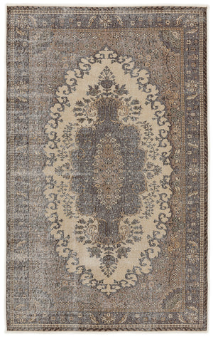 Beige Over Dyed Vintage Rug 5'5'' x 8'10'' ft 166 x 270 cm