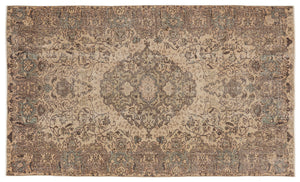 Brown Over Dyed Vintage Rug 5'5'' x 9'2'' ft 166 x 280 cm