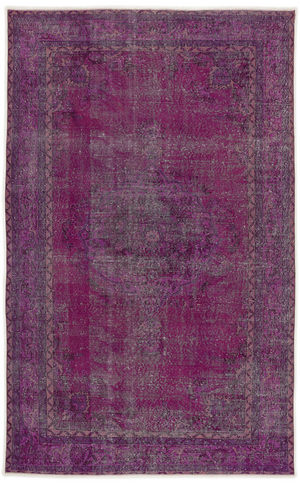 Fuchsia Over Dyed Rug | Living Room Rug | Turkish Rug | Hand Weaving Rug | Bedroom Rug | Wool Rug | Vintage Rug | Tumbled Rug | Naturel Rug | Boho Rug I Traditional Rug I 5'11'' x 9'10'' ft 180 x 300 cm