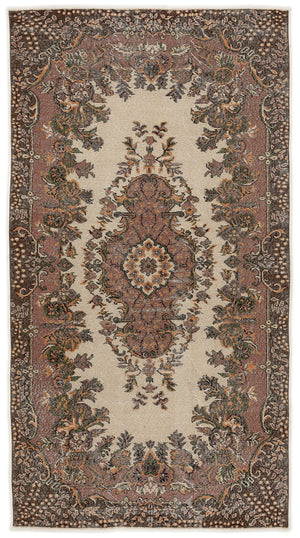Naturel Over Dyed Vintage Rug 4'9'' x 9'2'' ft 145 x 279 cm