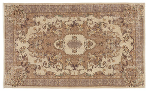 Beige Over Dyed Vintage Rug 5'6'' x 9'1'' ft 167 x 276 cm