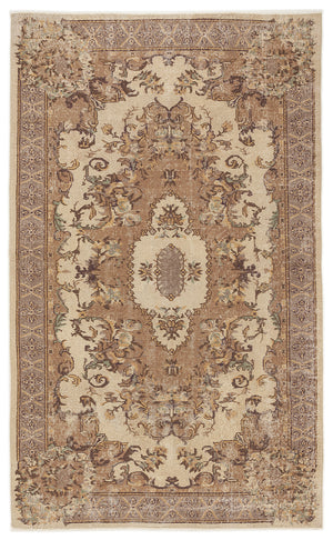 Beige Over Dyed Vintage Rug 5'6'' x 9'1'' ft 167 x 276 cm