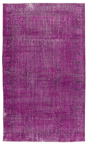 Fuchsia Over Dyed Vintage Rug 6'3'' x 10'6'' ft 190 x 320 cm