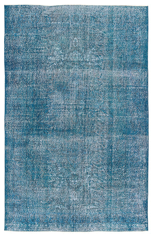 Turquoise Over Dyed Vintage Rug 5'11'' x 9'3'' ft 180 x 281 cm