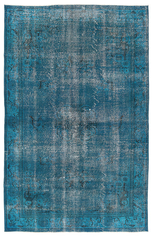 Turquoise Over Dyed Vintage Rug 5'7'' x 8'10'' ft 170 x 270 cm