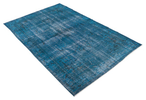 Turquoise Over Dyed Vintage Rug 5'7'' x 8'10'' ft 170 x 270 cm