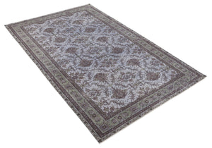 Gray Over Dyed Vintage Rug 5'10'' x 9'3'' ft 178 x 282 cm